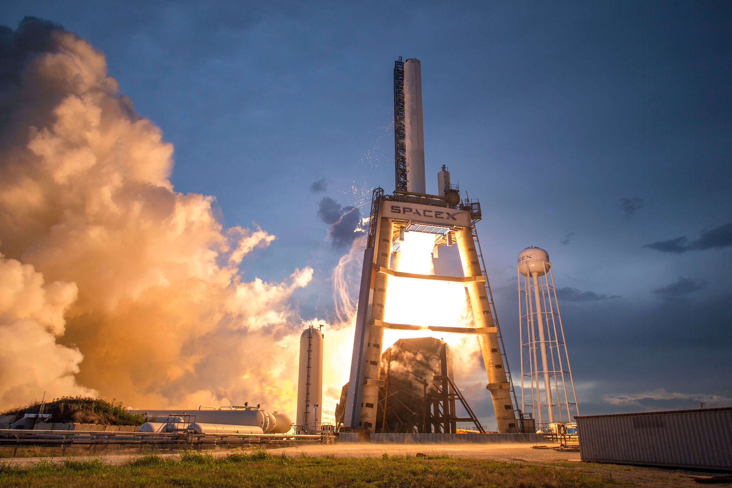 Rocket launch into a blue sky