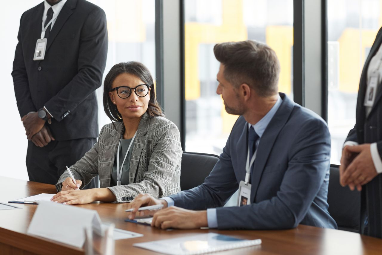 Business professionals meeting at a table